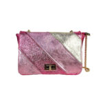 Bolso Bandolera Multicolor de Piel Italiana con Efecto Brillante para Mujer