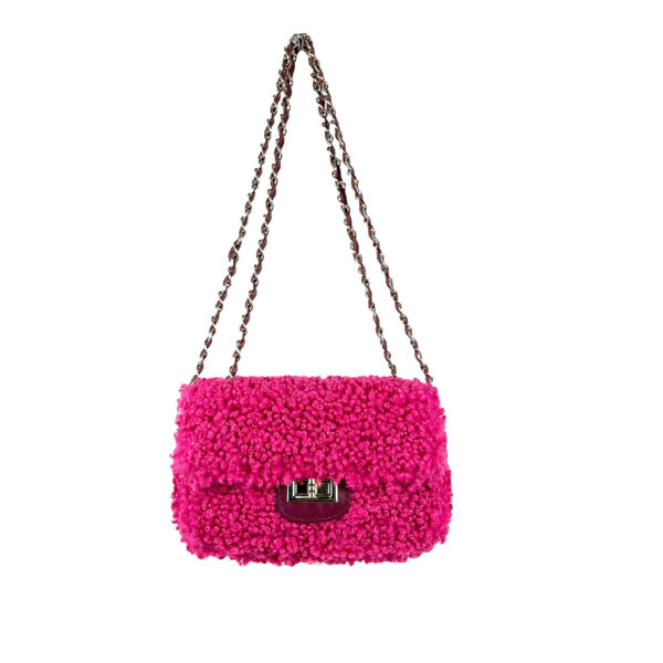Bolso Bandolera de Piel para Mujer tipo Chanel con Pelito y Asas Ajustables