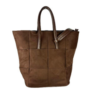 Bolso Terciopelo de Gran Capacidad Con diseño de cuadrados y Cremallera