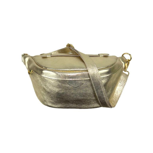 Riñonera de Piel Italiana para Mujer con Bolsillo Trasero y Asa de Mano