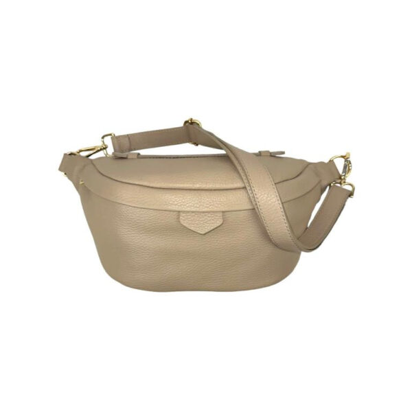 Riñonera de Piel Italiana para Mujer con Bolsillo Trasero y Asa de Mano