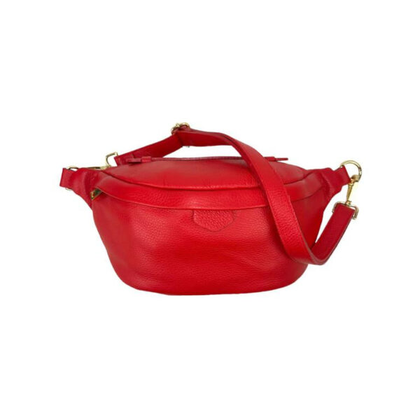 Riñonera de Piel Italiana para Mujer con Bolsillo Trasero y Asa de Mano