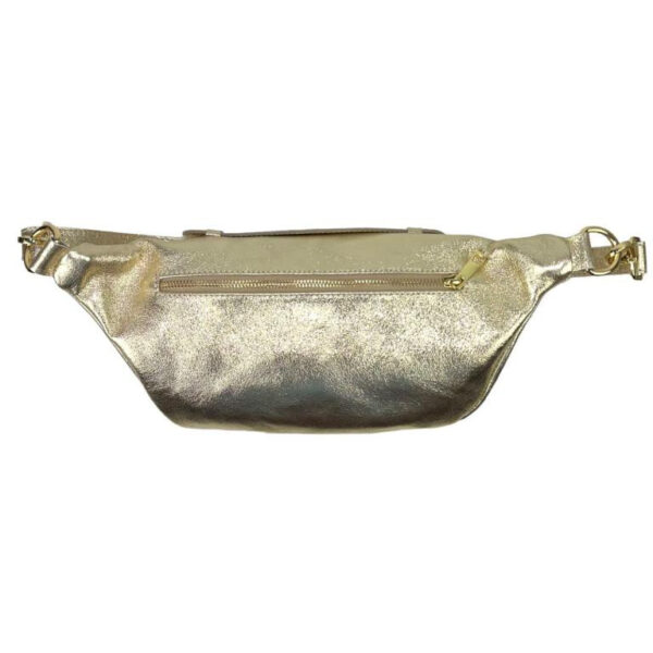 Riñonera de Piel Italiana para Mujer con Bolsillo Trasero y Asa de Mano