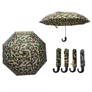 Paraguas Corto y Plegable Unisex con Diseño Militar y Resistente al Viento