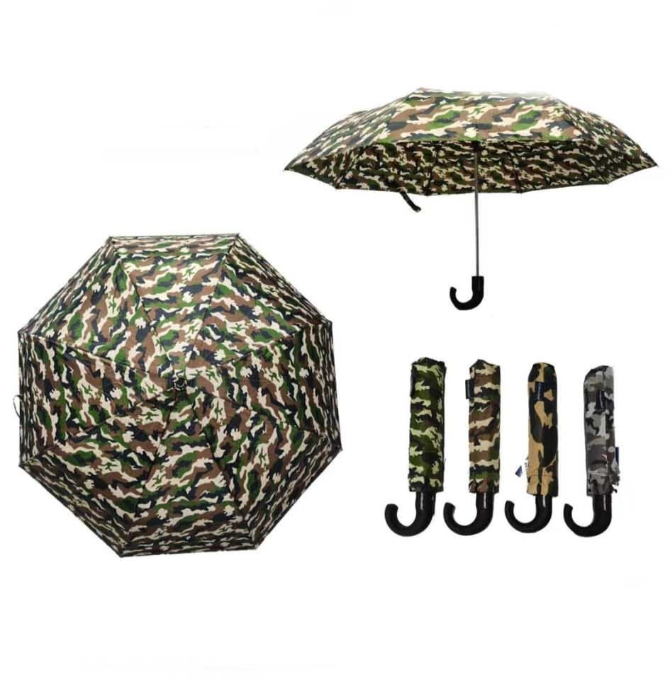 Paraguas Corto y Plegable Unisex con Diseño Militar y Resistente al Viento