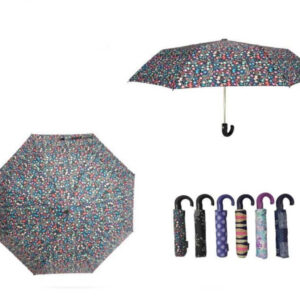Paraguas Corto y Plegable Multicolor con Alegre Diseño para Mujer