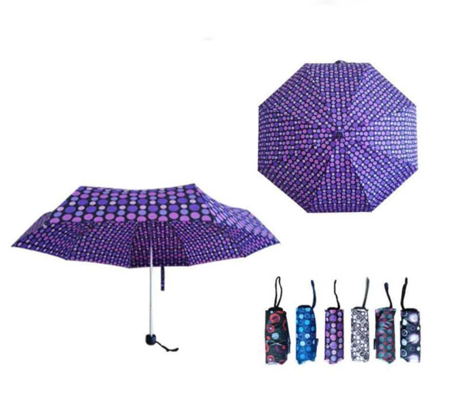 Paraguas Corto y Plegable Multicolor Resistente al Viento para Mujer