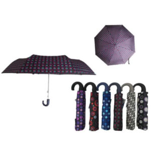 Paraguas Corto con Mango Antideslizante y Diseño de Círculos para Mujer