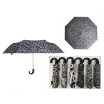Precioso Paraguas Corto y Plegable de Mujer con Diseño Blanco y Negro