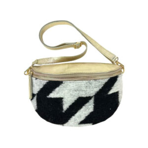 Riñonera Mujer con efecto peluche y Parte Trasera de Piel metalizado