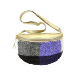 Riñonera Mujer con efecto peluche y Parte Trasera de Piel metalizado