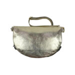 Riñonera Mujer con efecto peluche y Parte Trasera de Piel metalizado