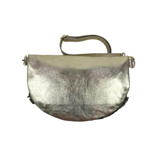 Riñonera Mujer con efecto peluche y Parte Trasera de Piel metalizado