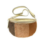 Riñonera Mujer con efecto peluche y Parte Trasera de Piel metalizado