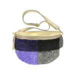 Riñonera Mujer con efecto peluche y Parte Trasera de Piel metalizado