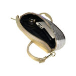 Riñonera Mujer con efecto peluche y Parte Trasera de Piel metalizado