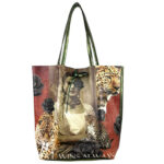 Amplio Bolso Shopper de Mujer en Piel con Diseño Frida Kahlo y Monedero Extra