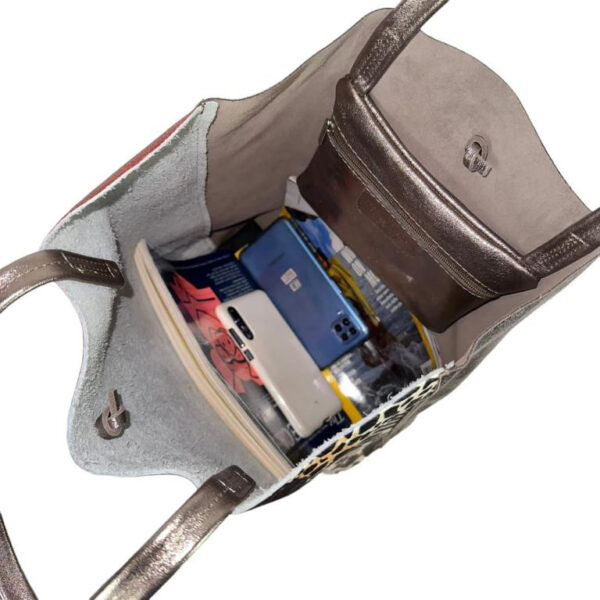 Amplio Bolso Shopper de Mujer en Piel con Diseño Frida Kahlo y Monedero Extra