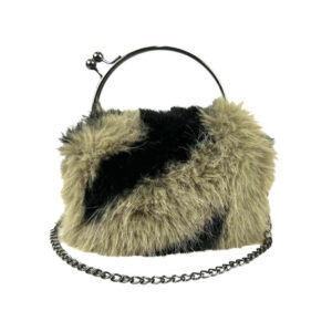 Bolso Sintético con Pelito, Cierre de Click y Asa Larga de Cadena para Mujer