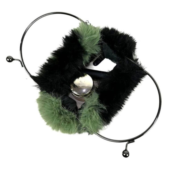 Bolso Sintético con Pelito, Cierre de Click y Asa Larga de Cadena para Mujer