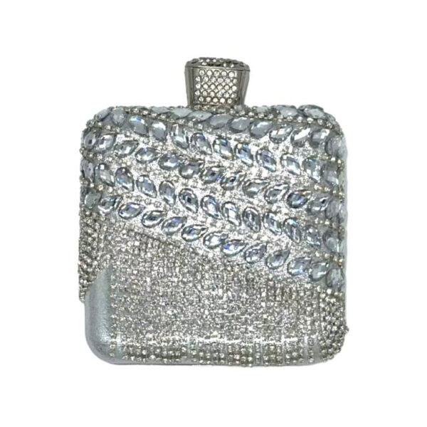 Bolso de Fiesta Sintético para Mujer con Perlitas, Flecos y Efecto Brillante