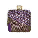 Bolso de Fiesta Sintético para Mujer con Perlitas, Flecos y Efecto Brillante