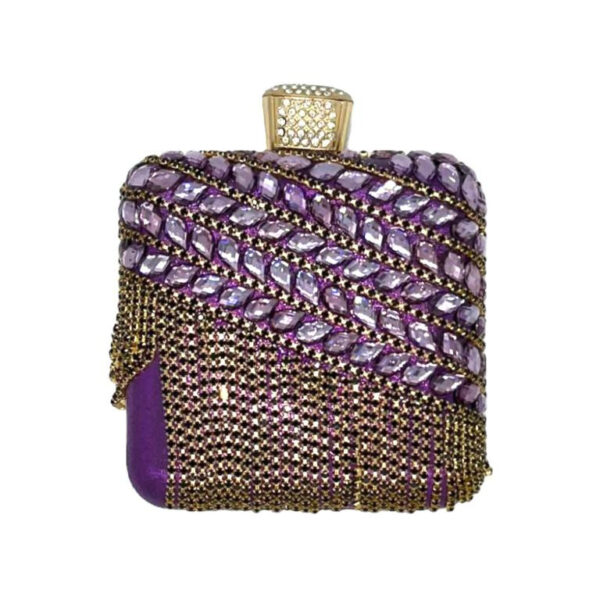 Bolso de Fiesta Sintético para Mujer con Perlitas, Flecos y Efecto Brillante