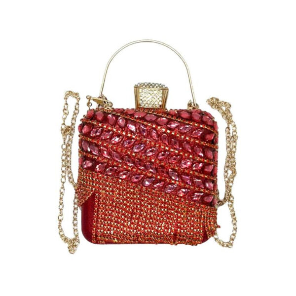 Bolso de Fiesta Sintético para Mujer con Perlitas, Flecos y Efecto Brillante