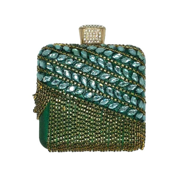 Bolso de Fiesta Sintético para Mujer con Perlitas, Flecos y Efecto Brillante