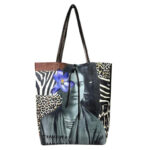 Amplio Bolso Shopper de Mujer en Piel con Diseño Frida Kahlo y Monedero Extra