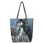 Amplio Bolso Shopper de Mujer en Piel con Diseño Frida Kahlo y Monedero Extra