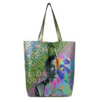 Amplio Bolso Shopper de Mujer en Piel con Diseño Frida Kahlo y Monedero Extra