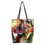 Amplio Bolso Shopper de Mujer en Piel con Diseño Frida Kahlo y Monedero Extra