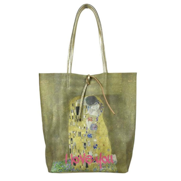Amplio Bolso Shopper de Mujer en Piel con Diseño Frida Kahlo y Monedero Extra