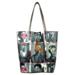 Amplio Bolso Shopper de Mujer en Piel con Diseño Frida Kahlo y Monedero Extra