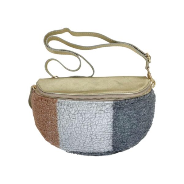 Riñonera Mujer con efecto peluche y Parte Trasera de Piel metalizado - Imagen 6