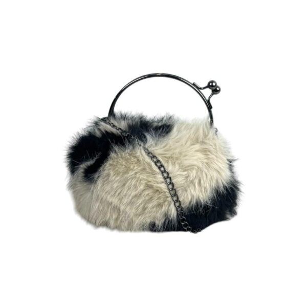 Bolso Sintético con Pelito, Cierre de Click y Asa Larga de Cadena para Mujer - Imagen 4