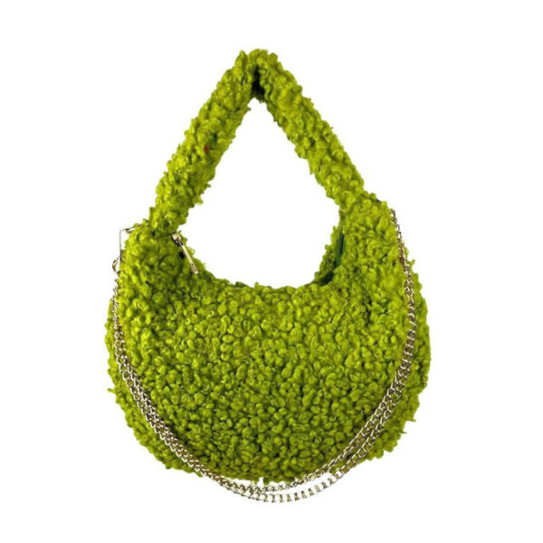 Bolso de Mano tipo Borrego de Viscosa con Cierre de Cremallera para Mujer