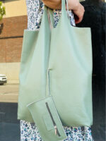 Bolso Shopper Universitario De Piel Italiana con Monedero Extra