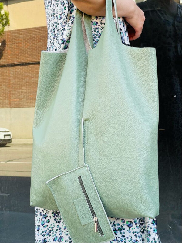 Bolso Shopper Universitario De Piel Italiana con Monedero Extra