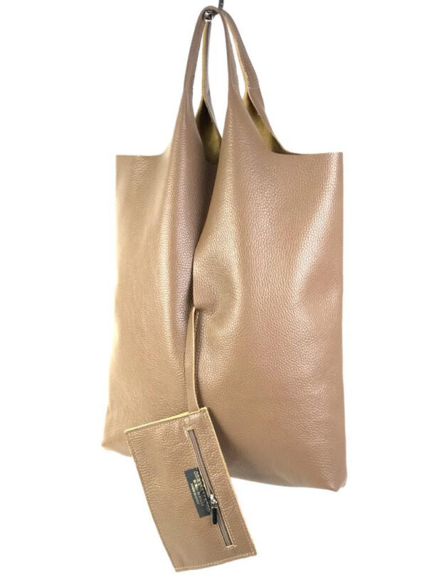 Bolso Shopper Universitario De Piel Italiana con Monedero Extra