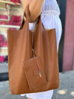 Bolso Shopper Universitario De Piel Italiana con Monedero Extra