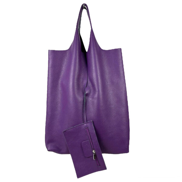 Bolso Shopper Universitario De Piel Italiana con Monedero Extra