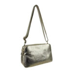 Bolso Bandolera de Mujer en Piel con 2 Cremalleras y Compartimento Central