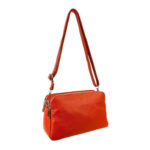 Bolso Bandolera de Mujer en Piel con 2 Cremalleras y Compartimento Central