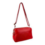 Bolso Bandolera de Mujer en Piel con 2 Cremalleras y Compartimento Central