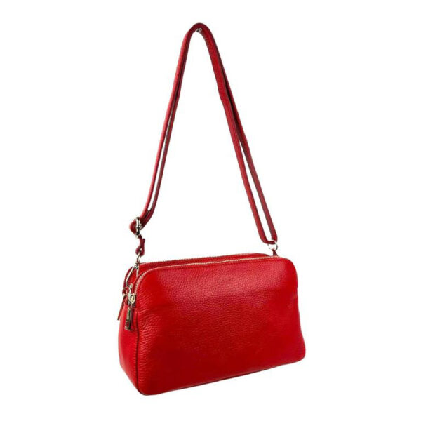 Bolso Bandolera de Mujer en Piel con 2 Cremalleras y Compartimento Central