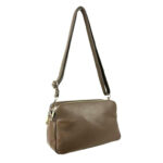 Bolso Bandolera de Mujer en Piel con 2 Cremalleras y Compartimento Central