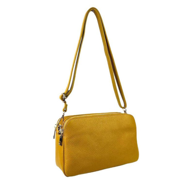 Bolso Bandolera de Mujer en Piel con 2 Cremalleras y Compartimento Central