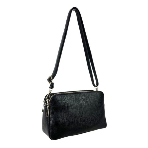 Bolso Bandolera de Mujer en Piel con 2 Cremalleras y Compartimento Central